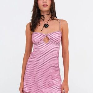 For Love & Lemons Glitter Slip Dress Pink